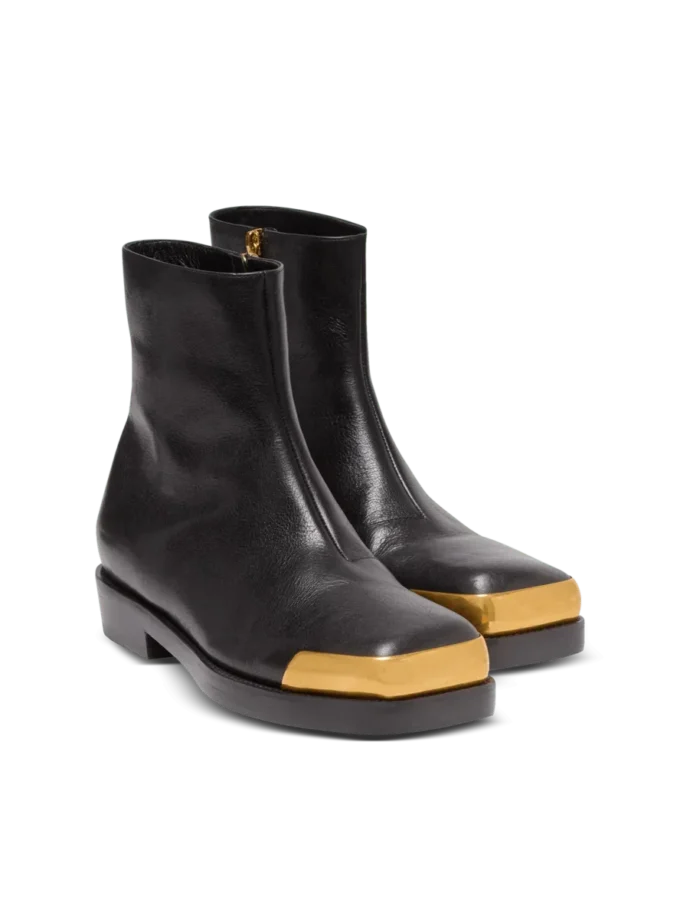 Bottes à bout carré en cuir texturé Bottes à bout carré en cuir texturé