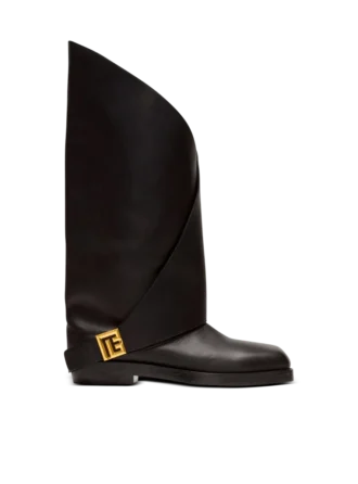 Bottes plates en cuir torsadé Bottes plates en cuir torsadé
