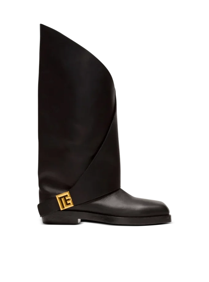 Bottes plates en cuir torsadé Bottes plates en cuir torsadé