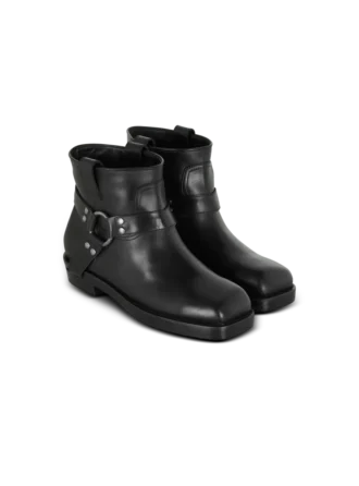 Bottines motardes en cuir de veau Bottines motardes en cuir de veau