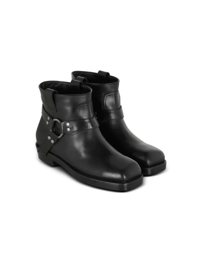 Bottines motardes en cuir de veau Bottines motardes en cuir de veau