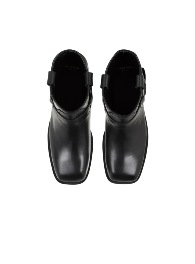 Bottines motardes en cuir de veau Bottines motardes en cuir de veau