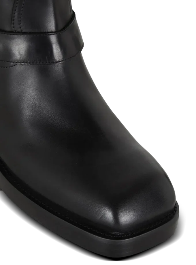 Bottines motardes en cuir de veau Bottines motardes en cuir de veau