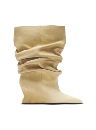 Bottines à talons compensés en daim drapé