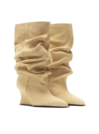 Bottines à talons compensés en daim drapé