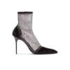 Bottines à talons en maille avec velours et strass Bottines à talons en maille avec velours et strass