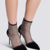 Bottines à talons en maille avec velours et strass Bottines à talons en maille avec velours et strass
