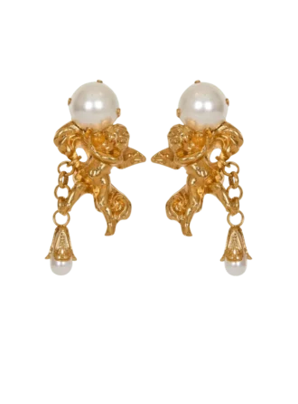 Boucles d&rsquo;oreilles baroques Anges en laiton