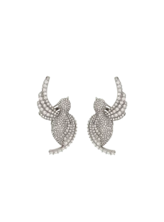 Boucles d&rsquo;oreilles Swallow en strass et palladium