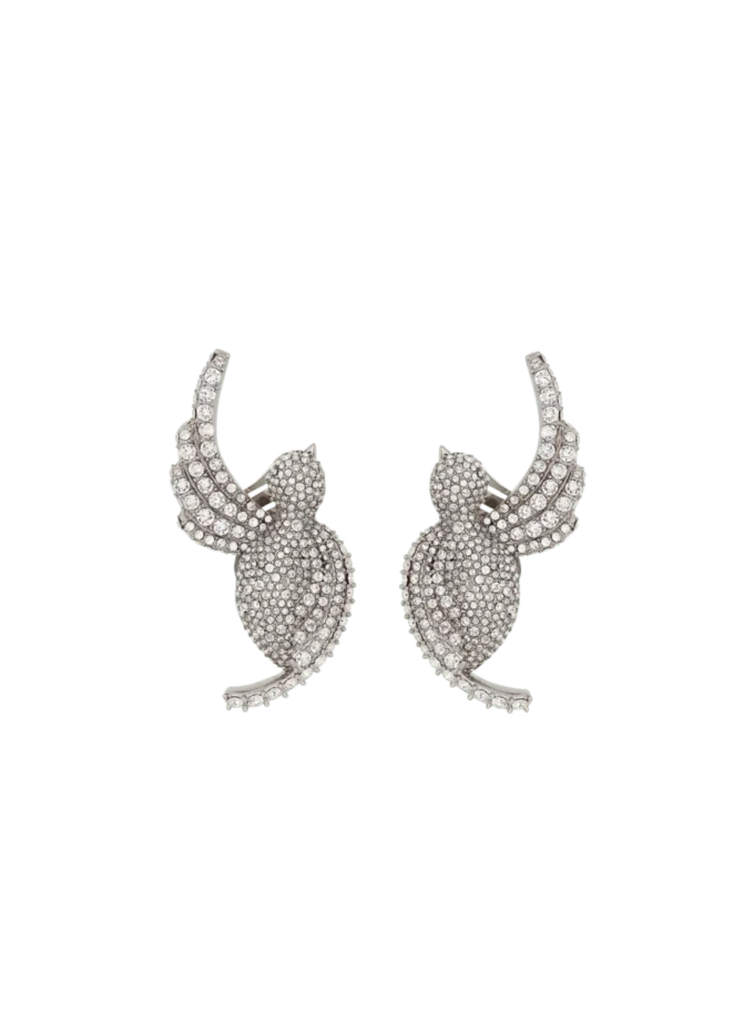 Boucles d&rsquo;oreilles Swallow en strass et palladium
