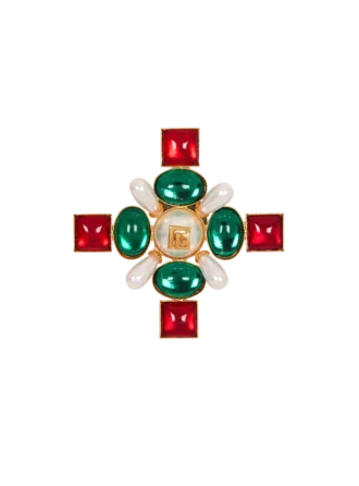 Broche baroque avec perles et cristaux