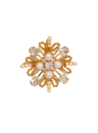 Broche Brandebourg en perles et cristaux