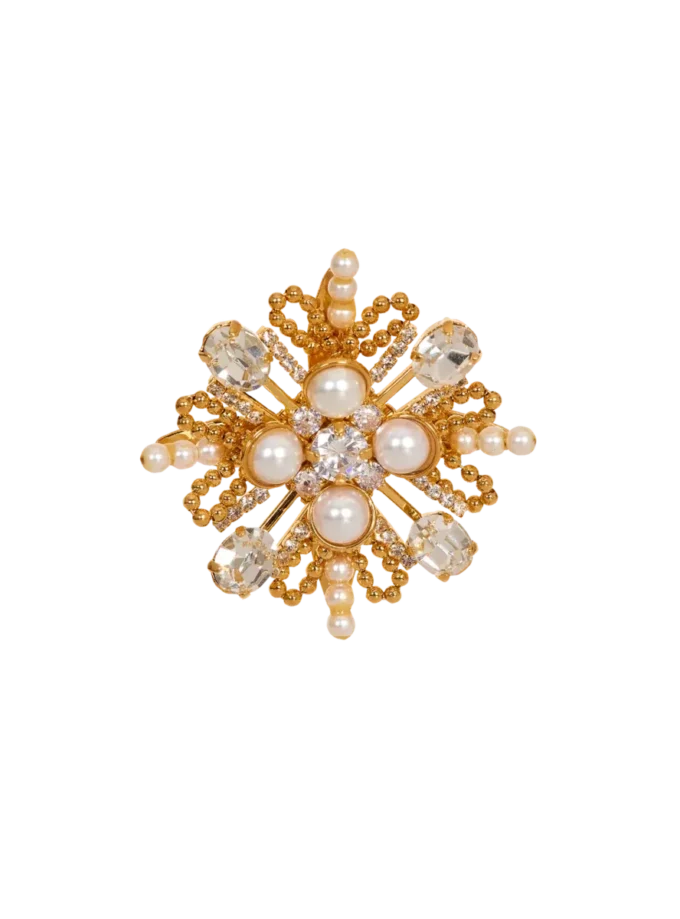 Broche Brandebourg en perles et cristaux