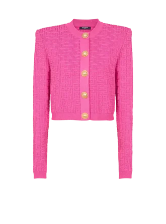 Cardigan court en maille monogrammé