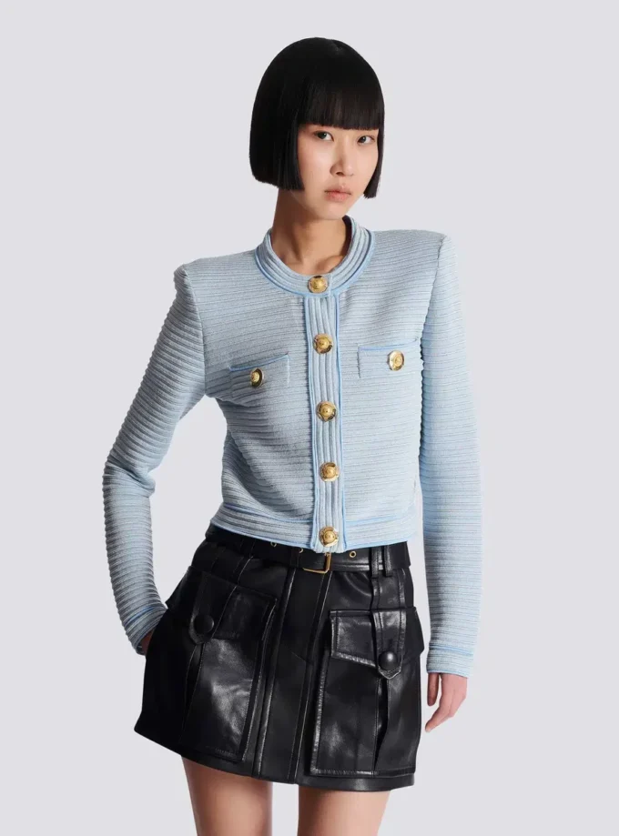 Cardigan en maille texturée à manches longues Cardigan en maille texturée à manches longues