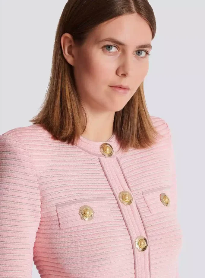 Cardigan en maille texturée à manches longues Cardigan en maille texturée à manches longues