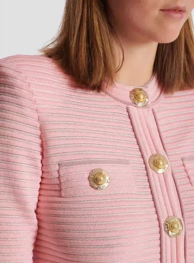 Cardigan en maille texturée à manches longues Cardigan en maille texturée à manches longues