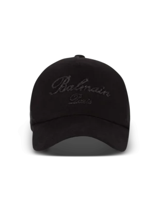 Casquette de baseball en coton avec broderie Balmain Signature Casquette de baseball en coton avec broderie Balmain Signature