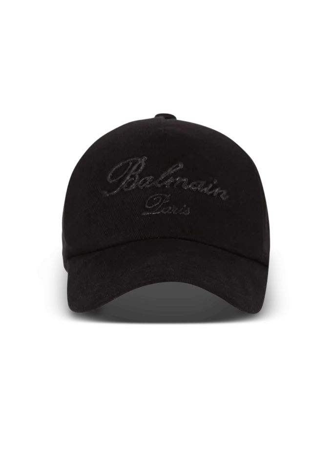 Casquette de baseball en coton avec broderie Balmain Signature Casquette de baseball en coton avec broderie Balmain Signature