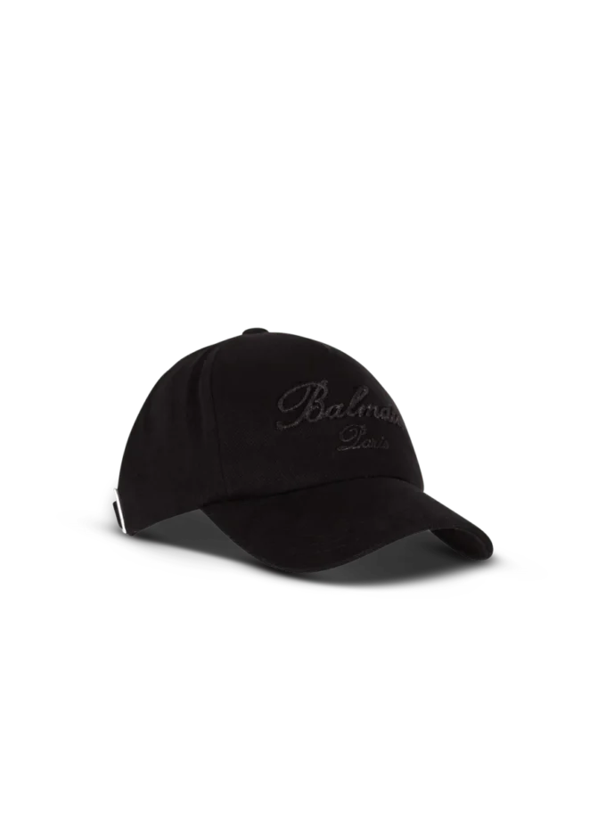 Casquette de baseball en coton avec broderie Balmain Signature Casquette de baseball en coton avec broderie Balmain Signature
