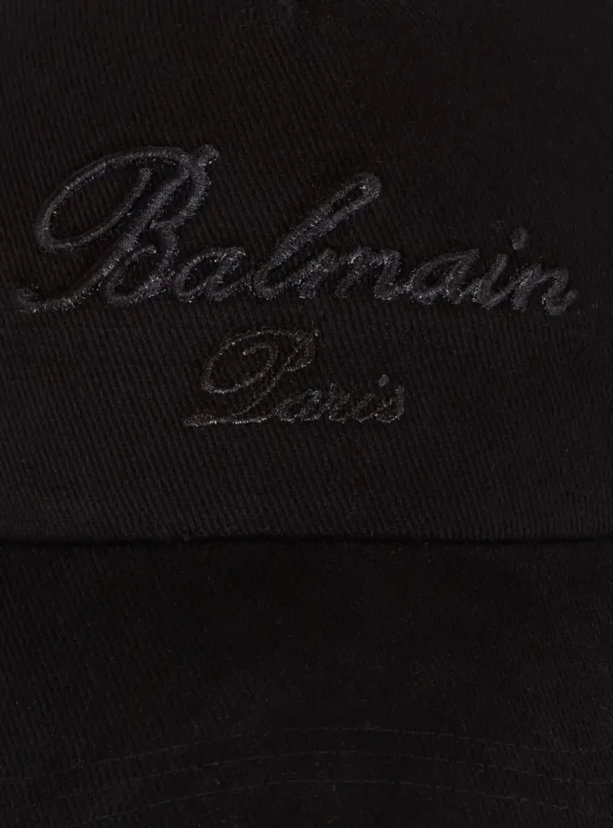 Casquette de baseball en coton avec broderie Balmain Signature Casquette de baseball en coton avec broderie Balmain Signature