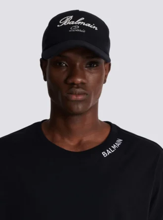Casquette en coton avec broderie Balmain Signature Casquette en coton avec broderie Balmain Signature