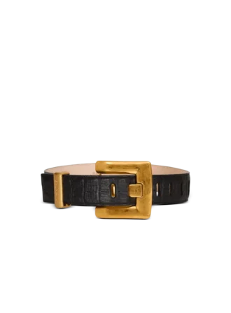 Ceinture Anthem en cuir de veau gaufré imprimé crocodile
