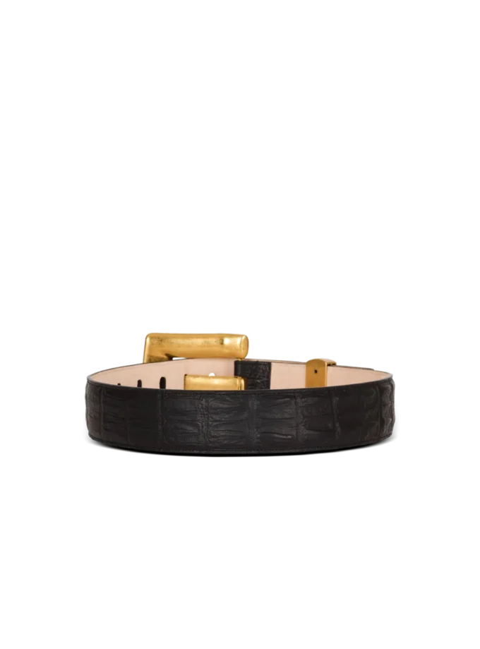 Ceinture Anthem en cuir de veau gaufré imprimé crocodile Ceinture Anthem en cuir de veau gaufré imprimé crocodile