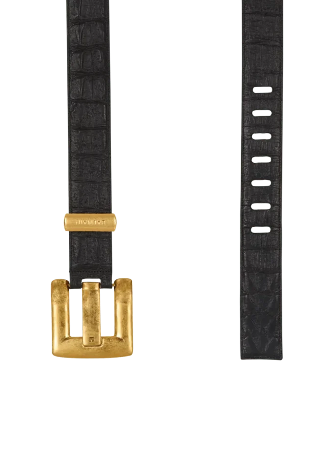 Ceinture Anthem en cuir de veau gaufré imprimé crocodile Ceinture Anthem en cuir de veau gaufré imprimé crocodile