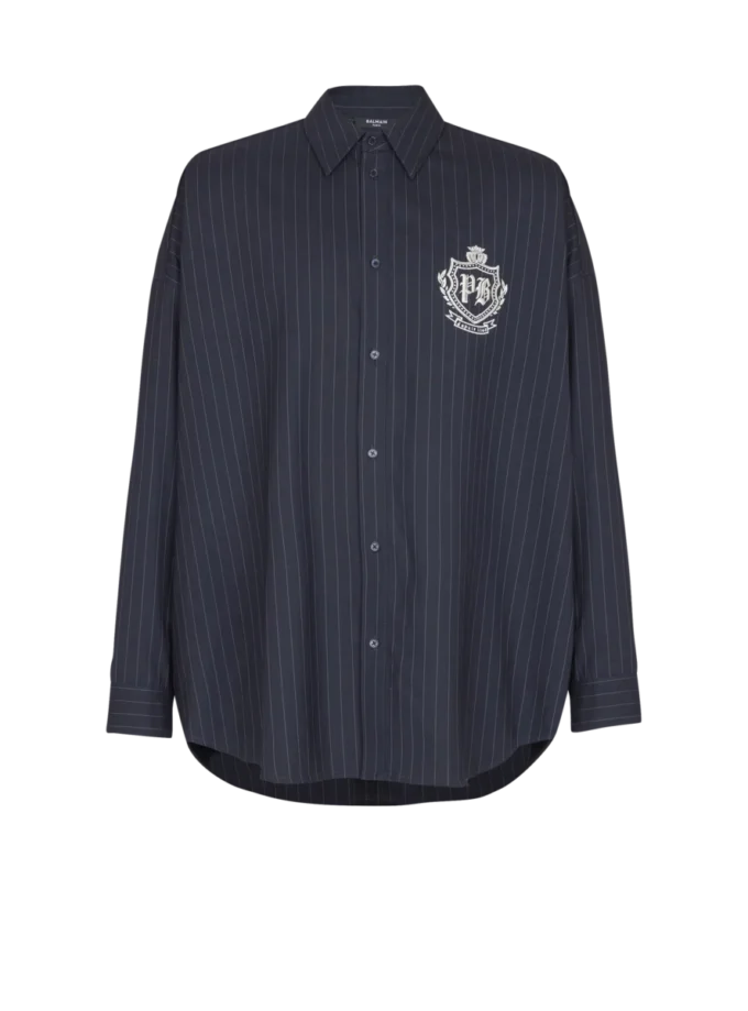 Chemise College Emblem en laine rayée Chemise College Emblem en laine rayée