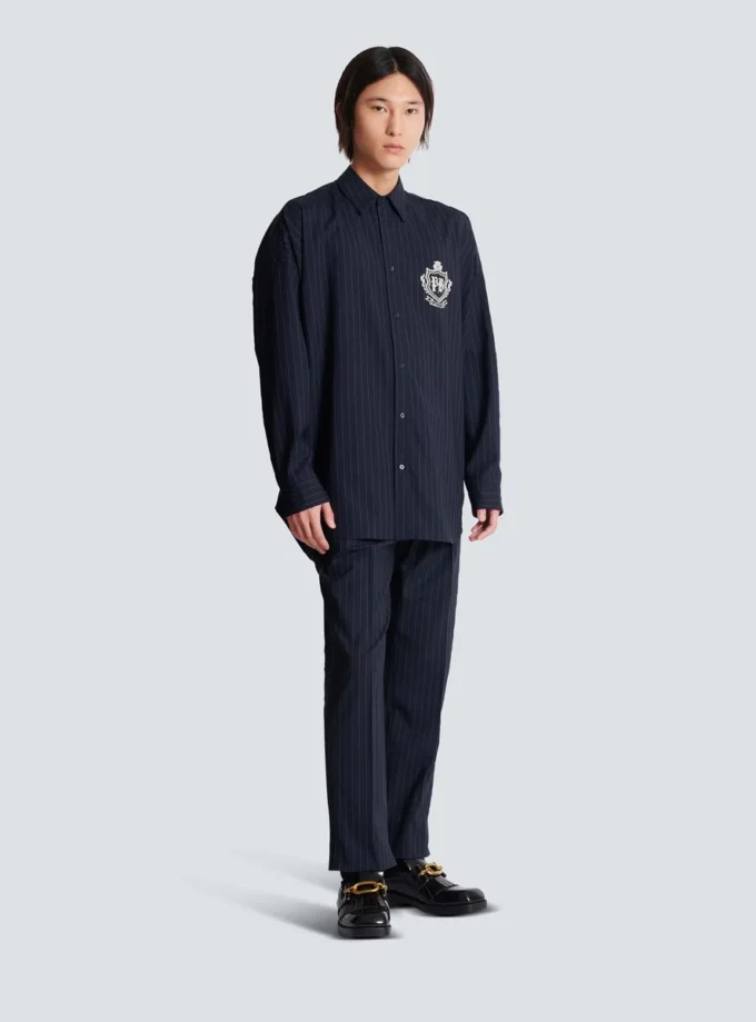 Chemise College Emblem en laine rayée Chemise College Emblem en laine rayée