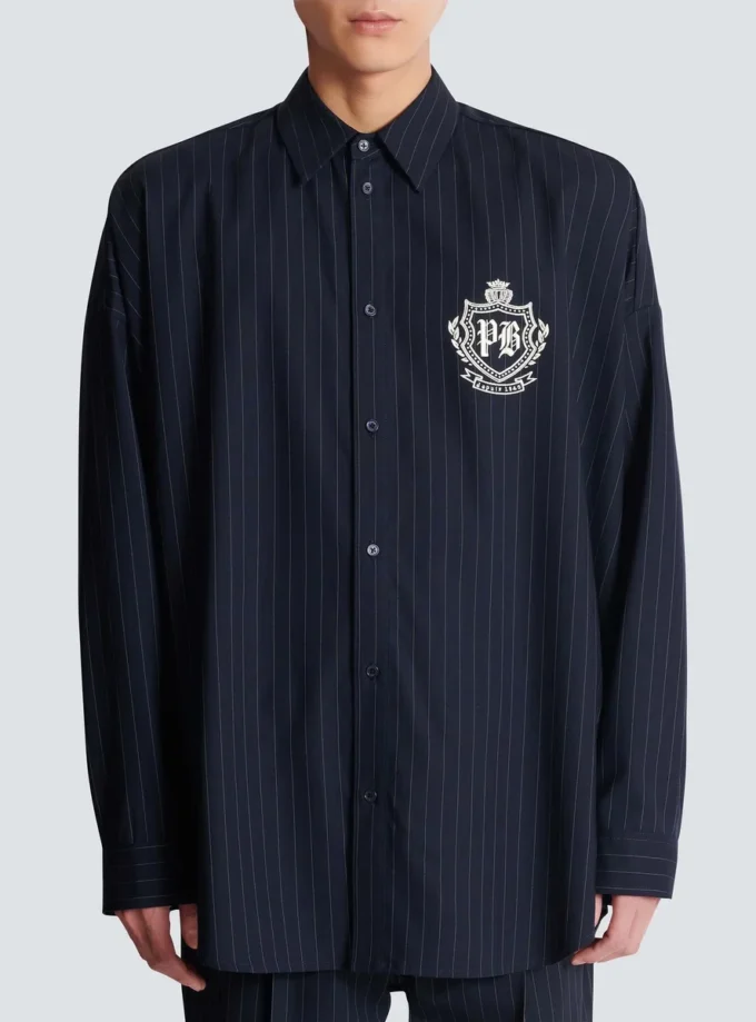 Chemise College Emblem en laine rayée Chemise College Emblem en laine rayée