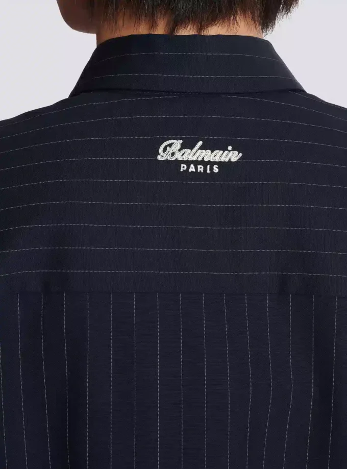Chemise College Emblem en laine rayée Chemise College Emblem en laine rayée