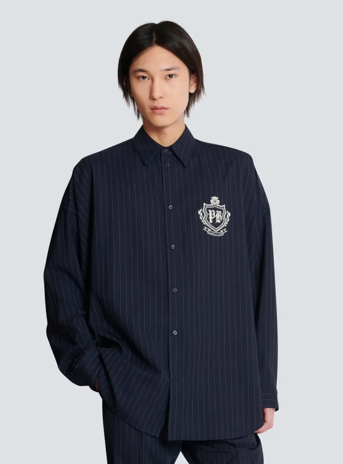 Chemise College Emblem en laine rayée Chemise College Emblem en laine rayée