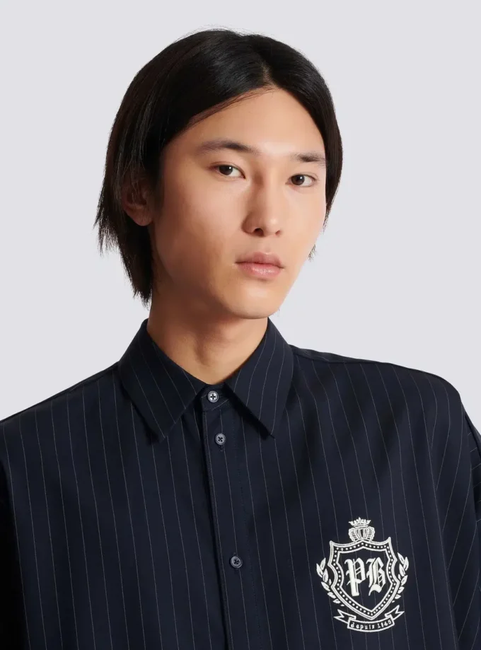 Chemise College Emblem en laine rayée Chemise College Emblem en laine rayée