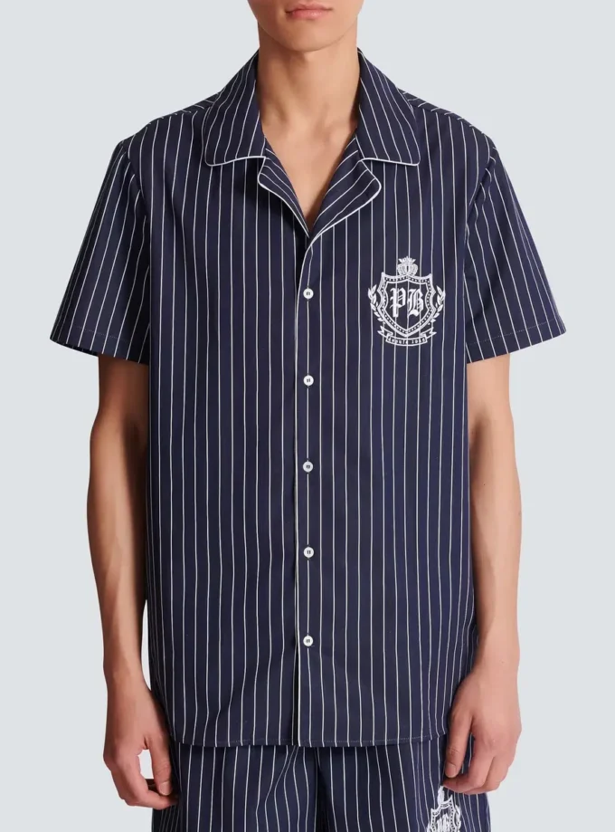 Chemise de pyjama en popeline rayée Chemise de pyjama en popeline rayée