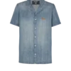 Chemise de pyjama à manches courtes en denim délavé Chemise de pyjama à manches courtes en denim délavé