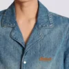 Chemise de pyjama à manches courtes en denim délavé Chemise de pyjama à manches courtes en denim délavé