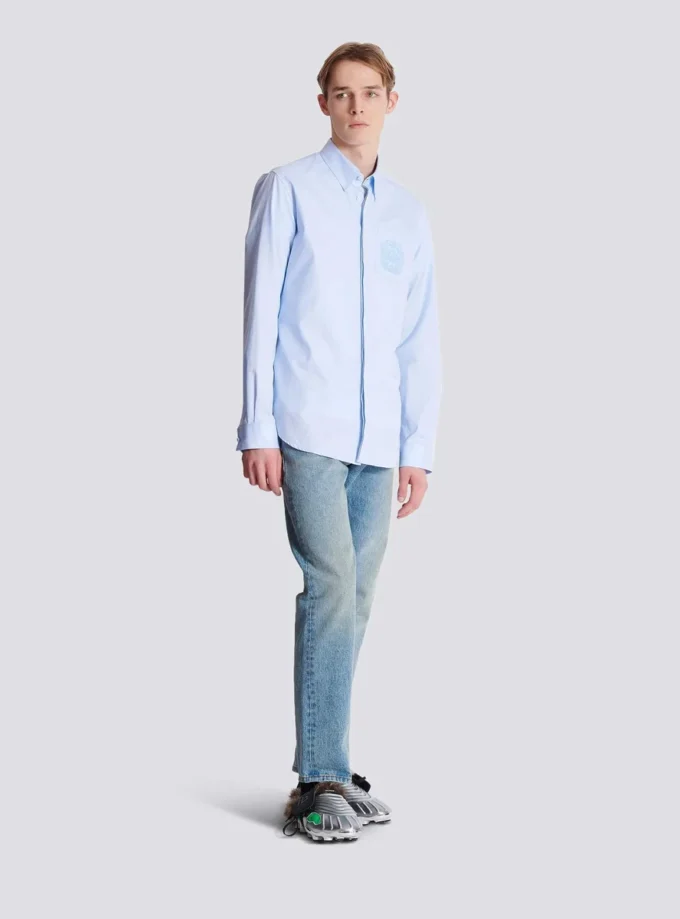 Chemise en coton brodée Balmain Écusson Chemise en coton brodée Balmain Écusson