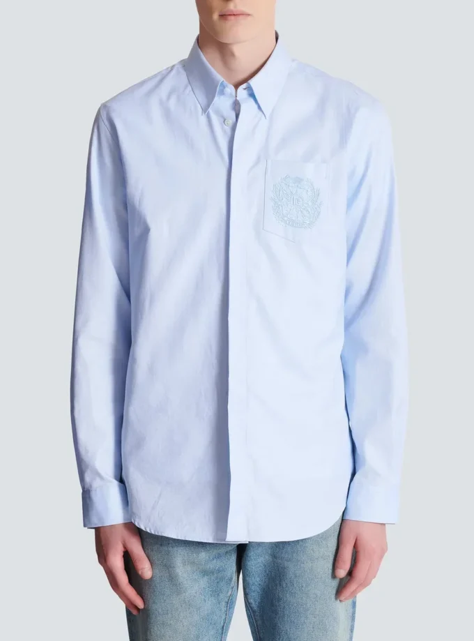 Chemise en coton brodée Balmain Écusson Chemise en coton brodée Balmain Écusson