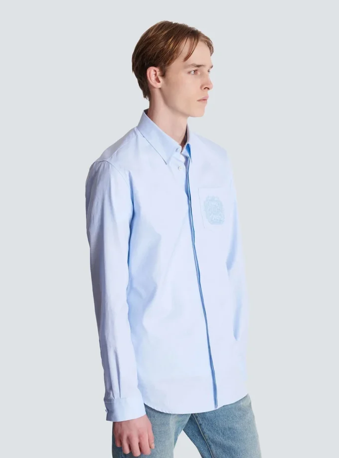 Chemise en coton brodée Balmain Écusson Chemise en coton brodée Balmain Écusson