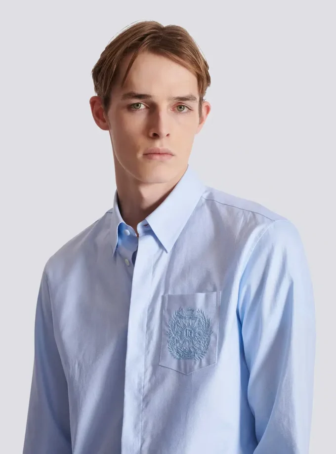 Chemise en coton brodée Balmain Écusson Chemise en coton brodée Balmain Écusson