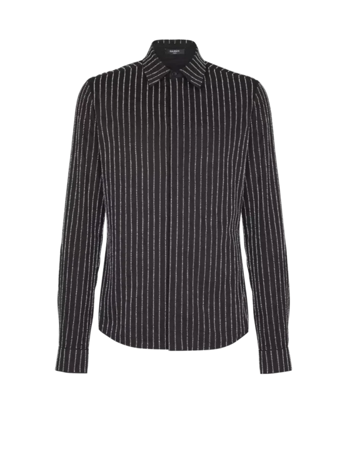 Chemise en coton à rayures cristallines Chemise en coton à rayures cristallines