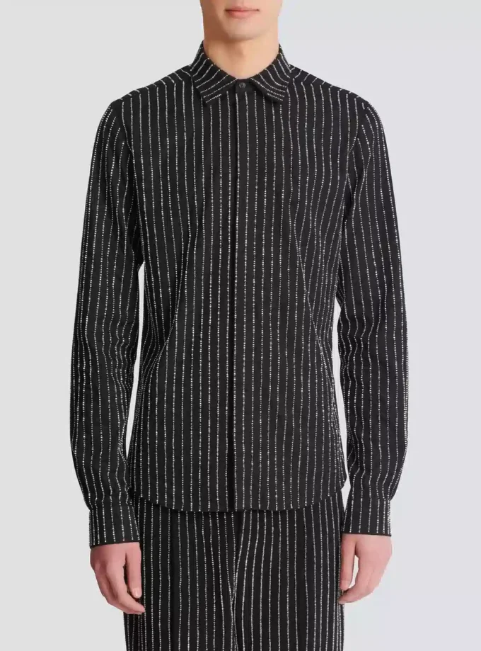 Chemise en coton à rayures cristallines Chemise en coton à rayures cristallines