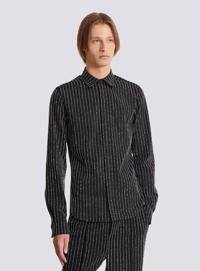 Chemise en coton à rayures cristallines Chemise en coton à rayures cristallines