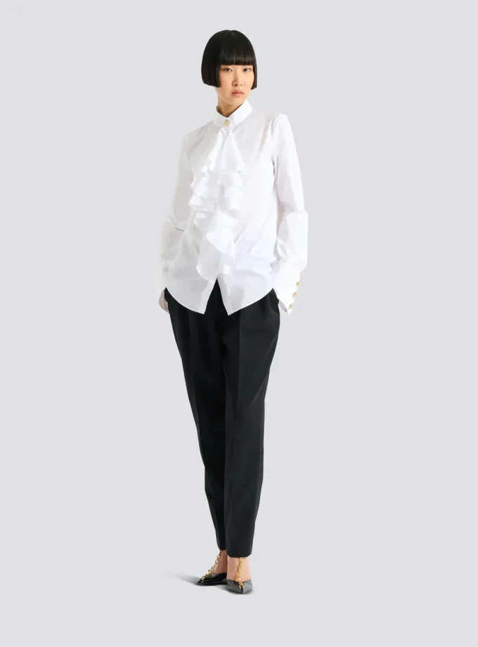 Chemise en popeline à volants Chemise en popeline à volants