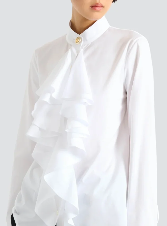 Chemise en popeline à volants Chemise en popeline à volants