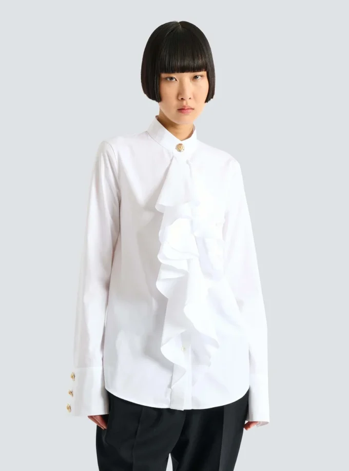 Chemise en popeline à volants Chemise en popeline à volants