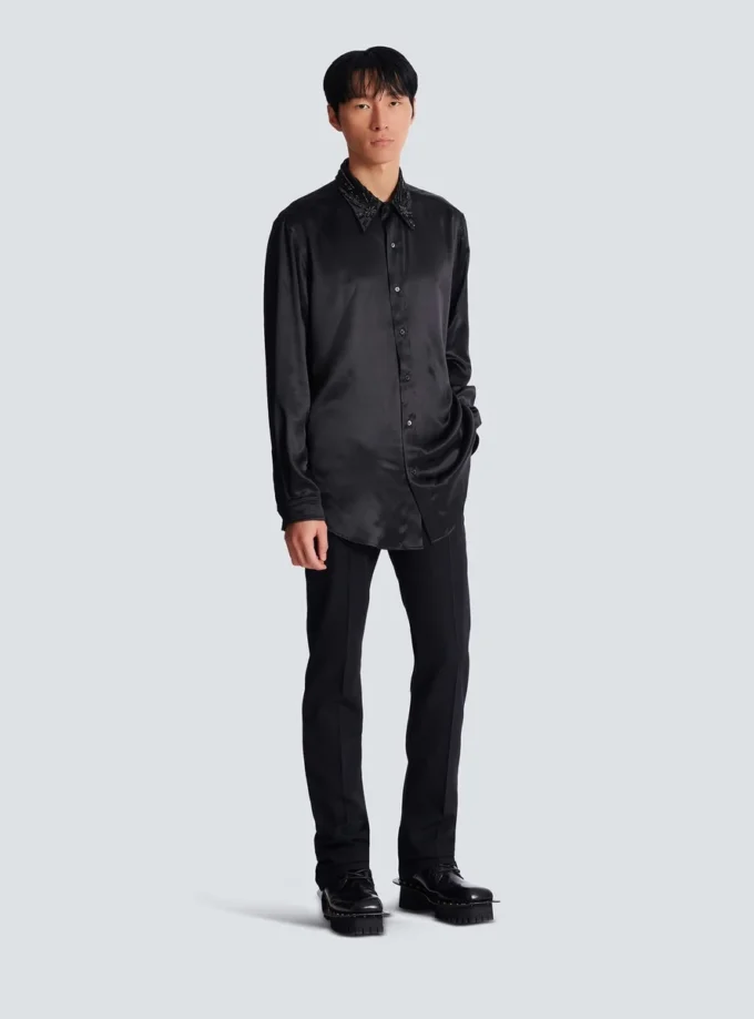 Chemise en soie avec cristaux Chemise en soie avec cristaux