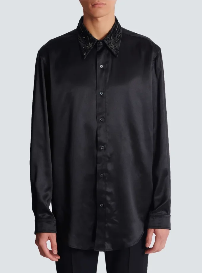 Chemise en soie avec cristaux Chemise en soie avec cristaux